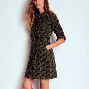 Boden Amanda Cord Short Dress Woodland Green, Leaping Tiger US 10R New With Tags